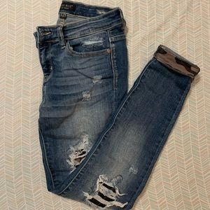 Judy Blue Medium Wash Distressed Camo Patch/Cuff Jeans